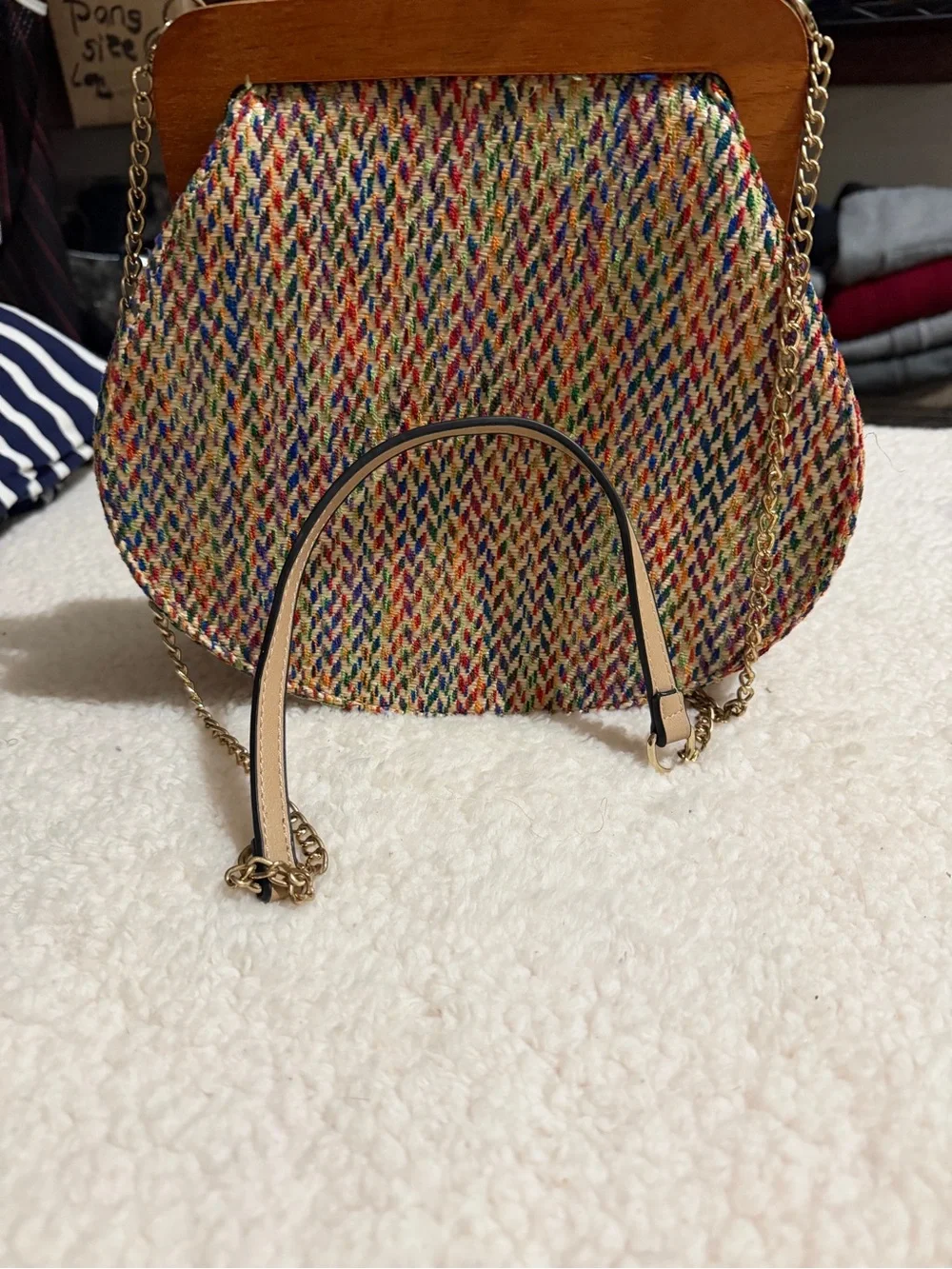 Multicolor Woven Frame Crossbody Bag